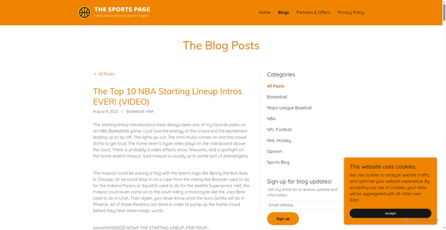 Security scan screenshot of https://thesportspageblog.com/blogs/f/the-top-10-nba-starting-lineup-intros-ever-video