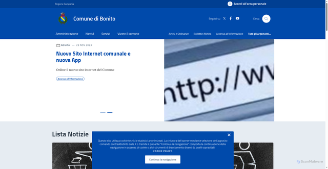Security scan screenshot of https://www.comune.bonito.av.it/