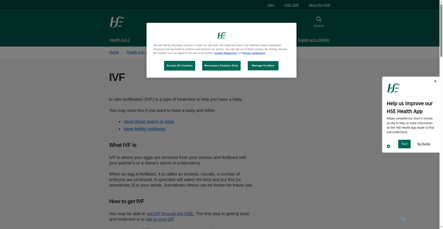 Security scan screenshot of https://www2.hse.ie/conditions/ivf/