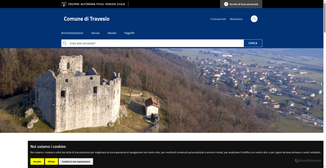 Security scan screenshot of https://www.comune.travesio.pn.it