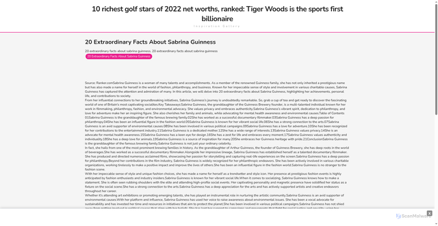 Security scan screenshot of https://sticktalkdevicehugo-tryx035p9v.edgeone.app/10362-20-extraordinary-facts-about-sabrina-guinness.html