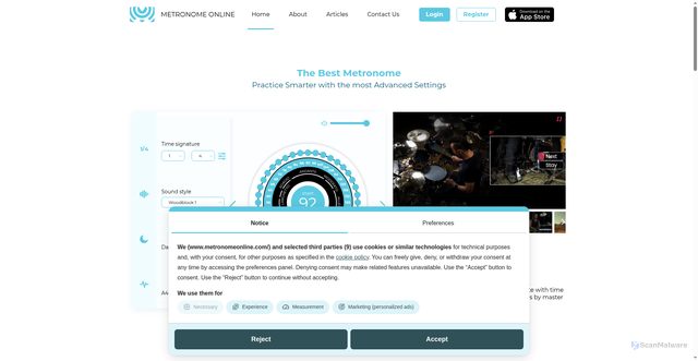 Security scan screenshot of https://www.metronomeonline.com