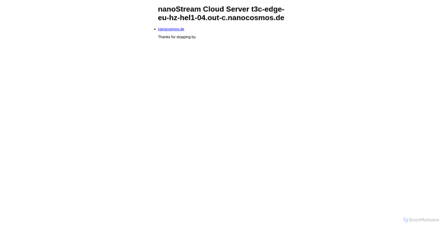 Security scan screenshot of https://play.glb.nanocosmos.de