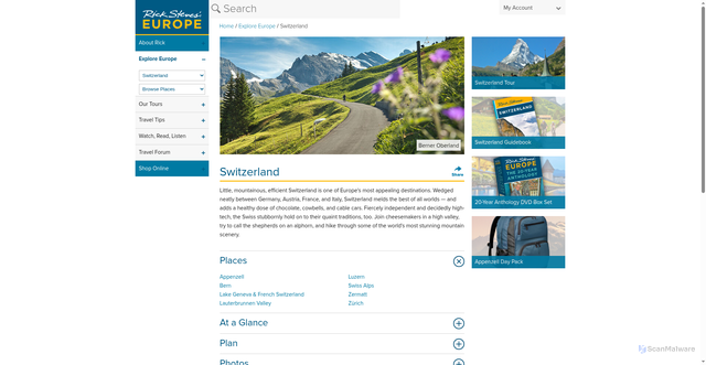 Security scan screenshot of https://www.ricksteves.com/europe/switzerland