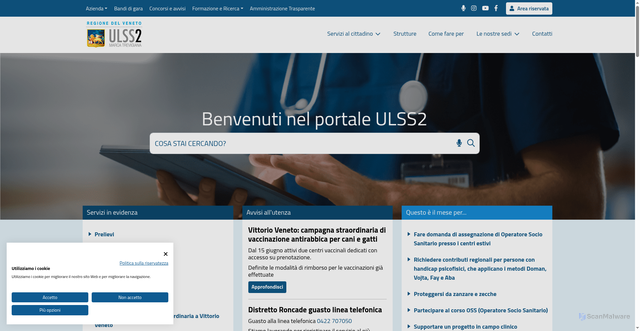 Security scan screenshot of https://www.aulss2.veneto.it
