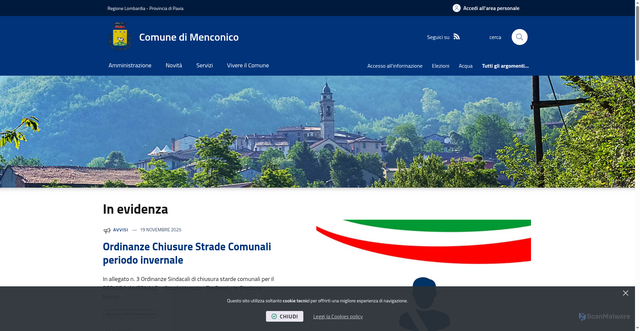 Security scan screenshot of https://www.comune.menconico.pv.it/it-it/home