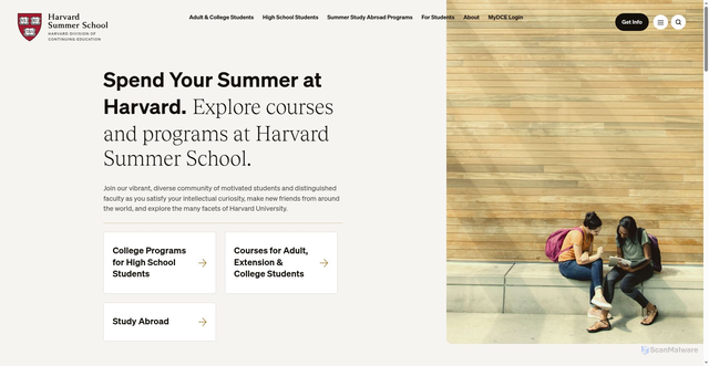 Security scan screenshot of https://summer.harvard.edu
