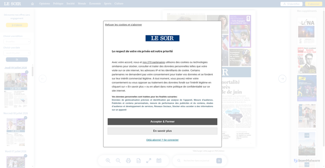 Security scan screenshot of https://journal.lesoir.be