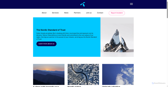 Security scan screenshot of https://telenorcyberdefence.se