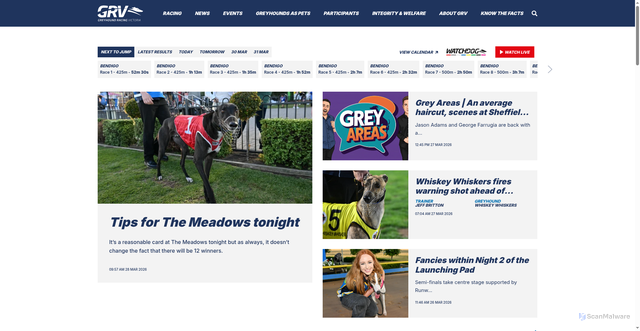 Security scan screenshot of https://grv.org.au