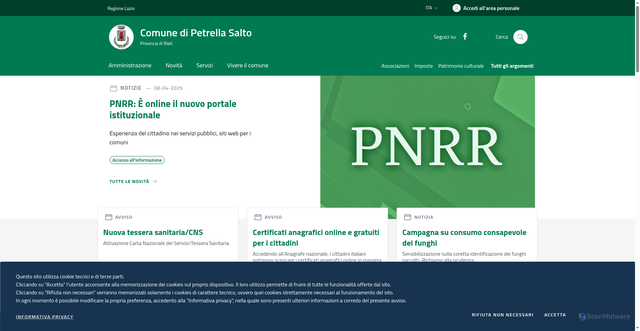 Security scan screenshot of https://www.comune.petrellasalto.ri.it/