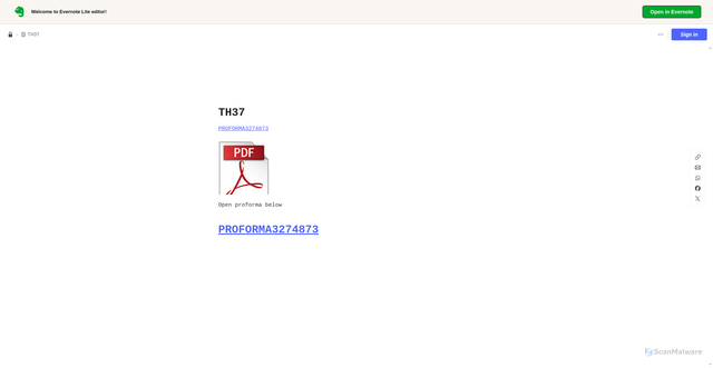 Security scan screenshot of https://share.evernote.com/note/b594e23c-d93a-defb-0fa3-009e01f8dae4