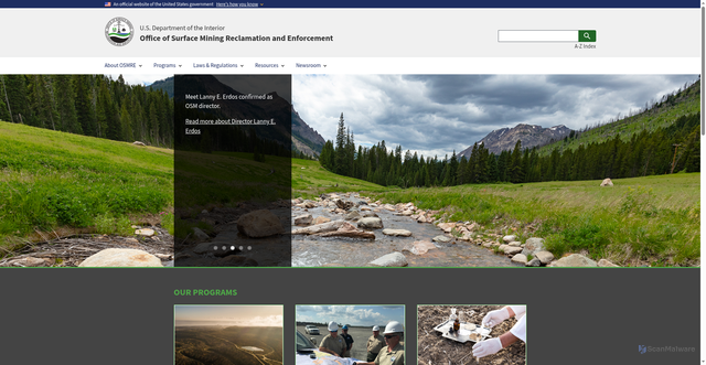 Security scan screenshot of https://www.osmre.gov/
