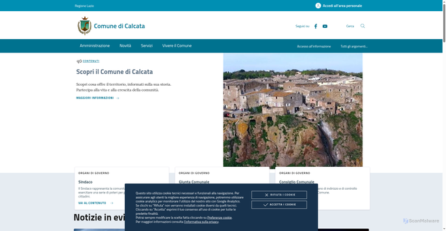 Security scan screenshot of https://www.comune.calcata.vt.it/