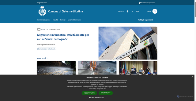 Security scan screenshot of https://www.comune.cisterna.latina.it/it