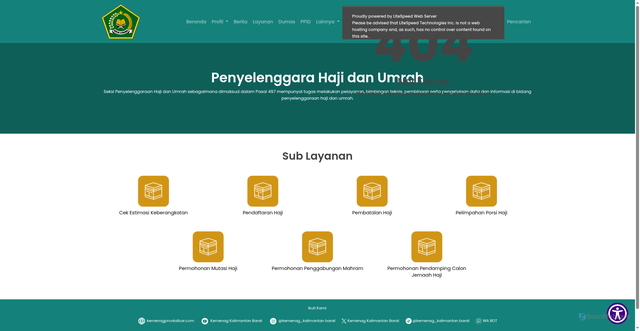 Security scan screenshot of https://kemenagprovkalbar.com/Phu