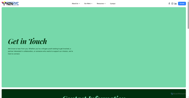 Security scan screenshot of https://refugeeyouth.pages.dev/contact