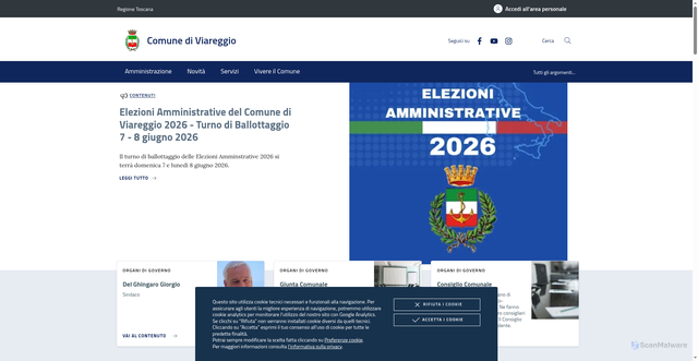 Security scan screenshot of https://www.comune.viareggio.lu.it/
