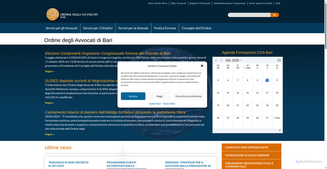 Security scan screenshot of https://www.ordineavvocati.bari.it/