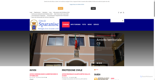 Security scan screenshot of https://www.comunedisparanise.it/