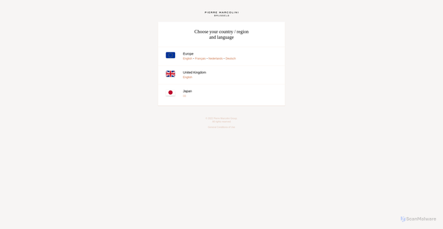 Security scan screenshot of https://marcolini.com