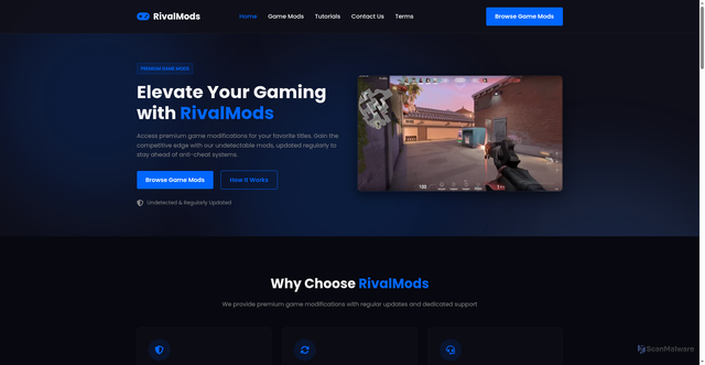 Security scan screenshot of http://rivalmods.biz/