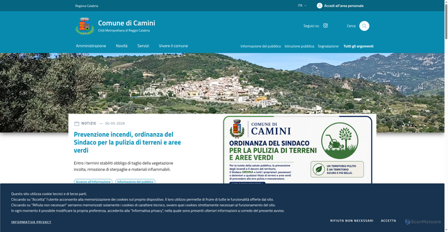 Security scan screenshot of https://www.comune.camini.rc.it