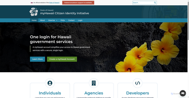 Security scan screenshot of https://my.hawaii.gov/