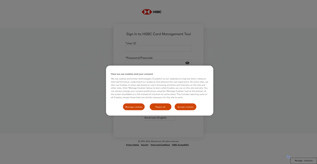 Security scan screenshot of https://virtualcard.us.hsbc.com