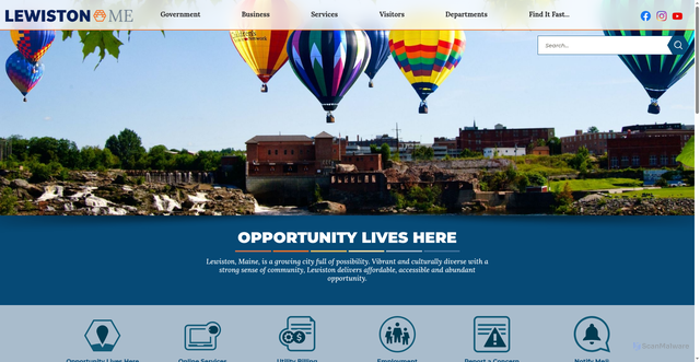 Security scan screenshot of https://lewistonmaine.gov/