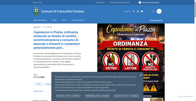 Security scan screenshot of https://www.comune.francavillafontana.br.it/