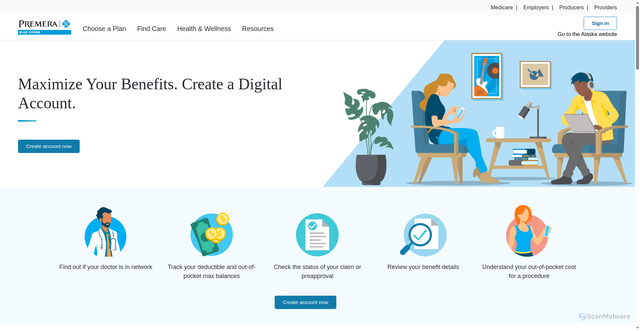 Security scan screenshot of https://premera.com