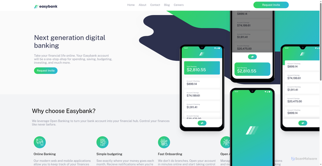 Security scan screenshot of easybanklanding.vercel.app