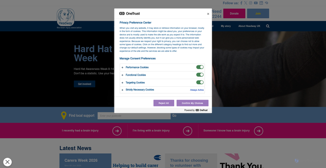 Security scan screenshot of https://www.headway.org.uk