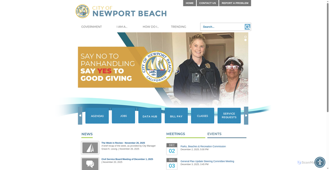 Security scan screenshot of https://newportbeachca.gov/