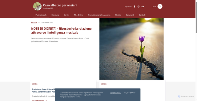 Security scan screenshot of https://www.casalendinara.it/