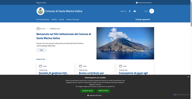 Security scan screenshot of http://www.comune.santa-marina-salina.me.it/