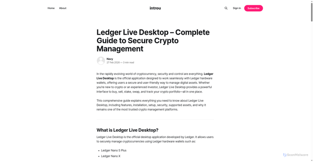 Security scan screenshot of https://get-intro.ghost.io/ledger/