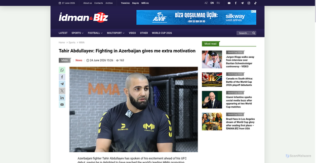 Security scan screenshot of https://www.idman.biz/en/news/mma/143080