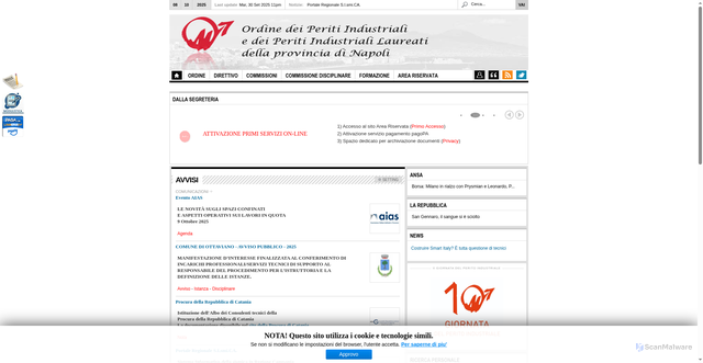 Security scan screenshot of https://www.perindnapoli.it/