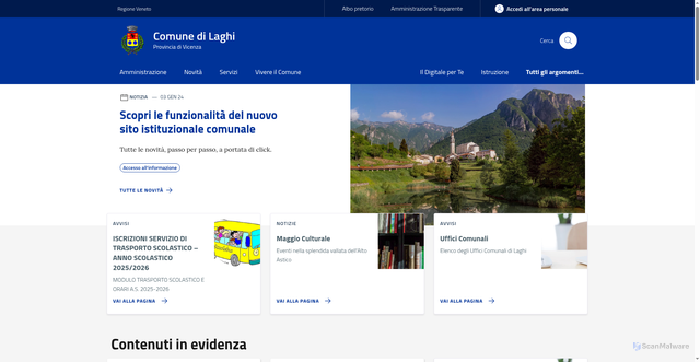 Security scan screenshot of https://www.comune.laghi.vi.it/