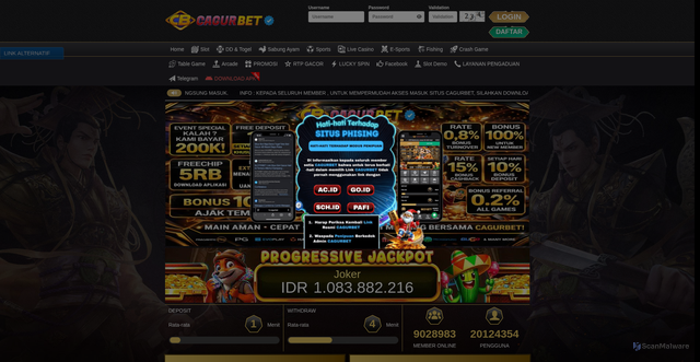 Security scan screenshot of https://cagurbetlion.xyz/