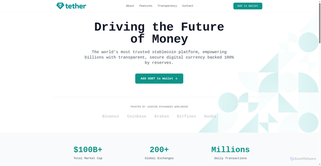 Security scan screenshot of https://tether-1h9.pages.dev/