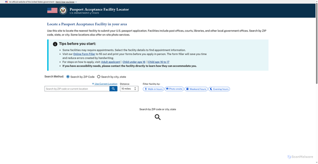 Security scan screenshot of https://iafdb.travel.state.gov