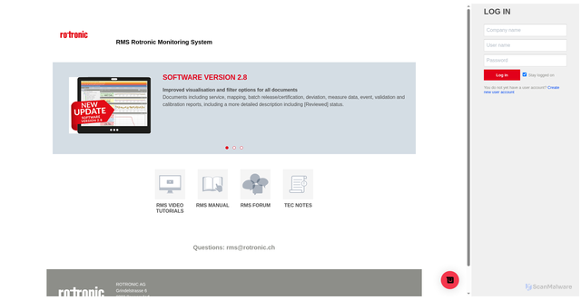 Security scan screenshot of https://rms.rotronic.com