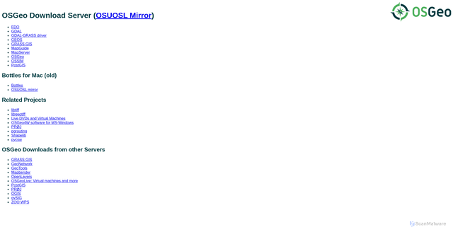 Security scan screenshot of download.osgeo.org