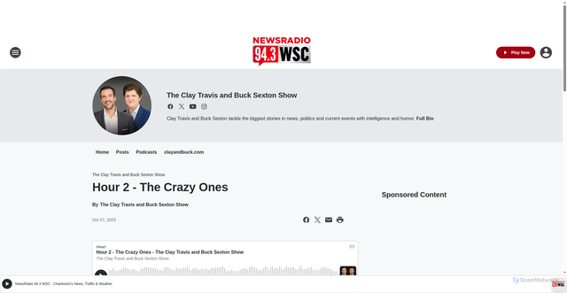 Security scan screenshot of https://943wsc.iheart.com/featured/the-clay-travis-and-buck-sexton-show/content/2025-10-27-1119-the-clay-travis-and-buck-hour-2-the-crazy-ones/
