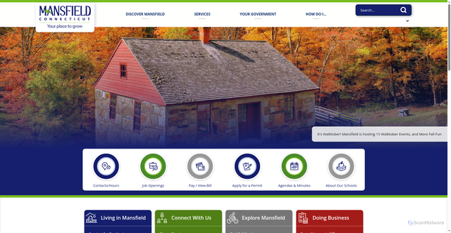 Security scan screenshot of https://www.mansfieldct.gov/