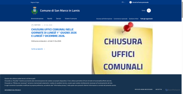 Security scan screenshot of https://www.comune.sanmarcoinlamis.fg.it/
