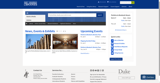 Security scan screenshot of https://library.duke.edu
